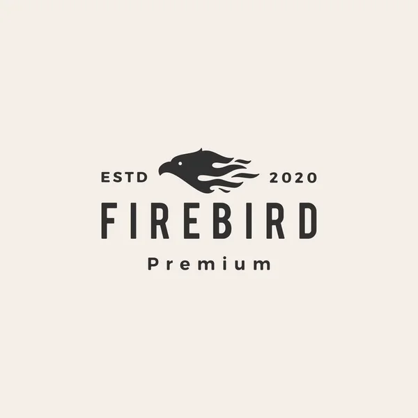Fuego Pájaro Hipster Vintage Logo Vector Icono Ilustración — Vector de stock