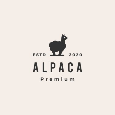 alpaca hipster vintage logo vektör resimleme