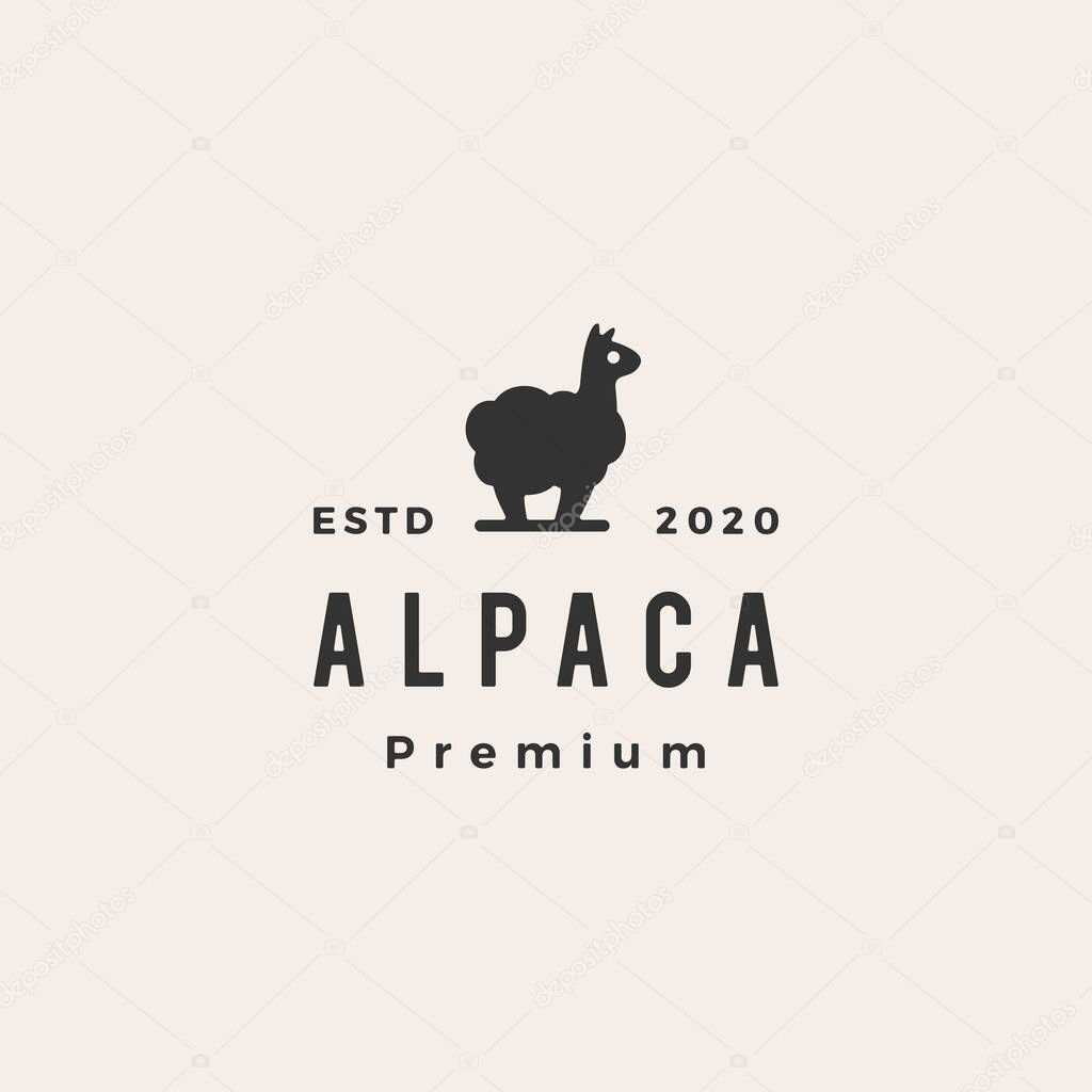Alpaca hipster vintage logo vector icon illustration