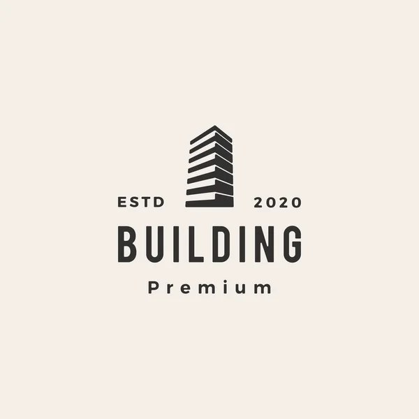 Edificio Hipster Vintage Logo Vector Icono Ilustración — Vector de stock