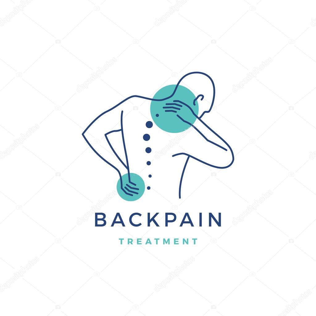 Back pain treatment logo vector icon illustration