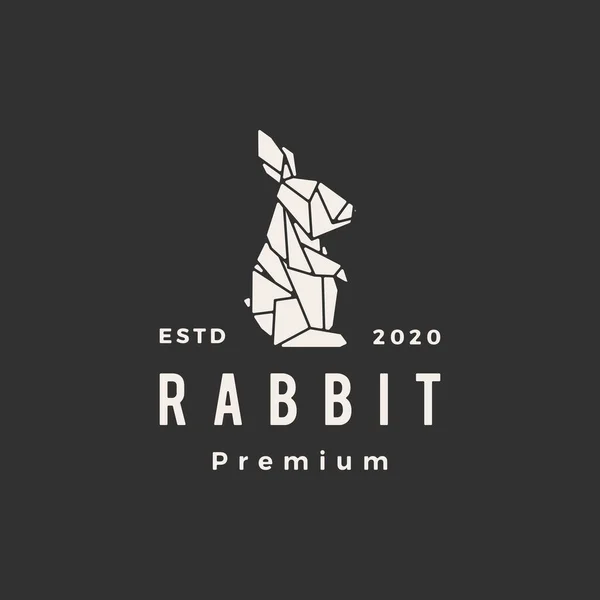 折り紙ウサギウサギのヒップスターヴィンテージロゴベクトルのアイコンイラスト — ストックベクタ