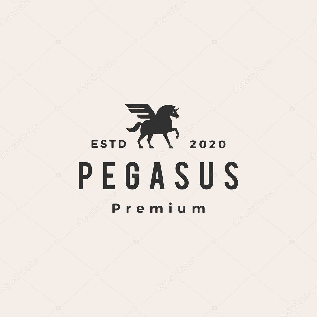 pegasus unicorn wing hipster vintage logo vector icon illustration