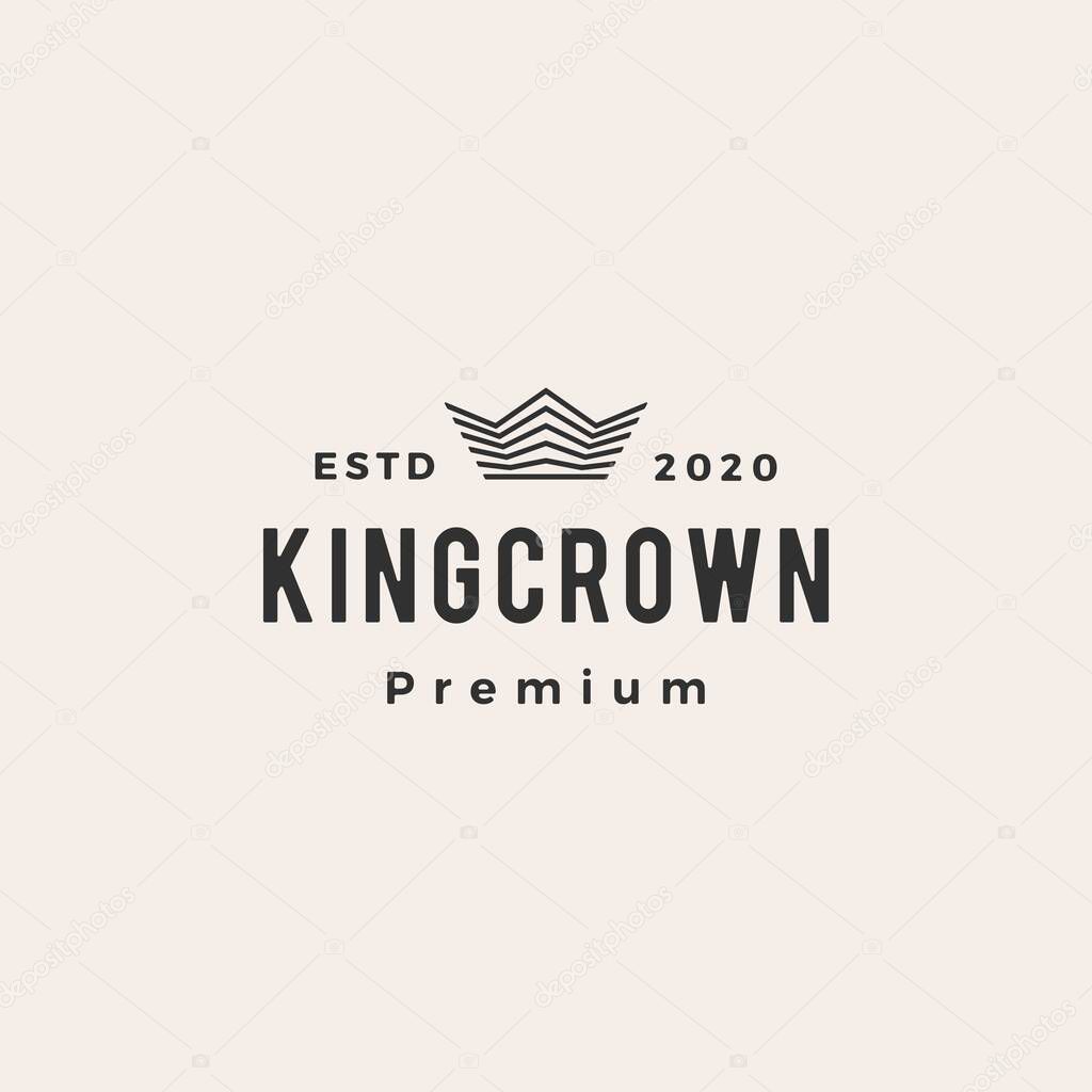 Crown hipster vintage logo vector icon illustration