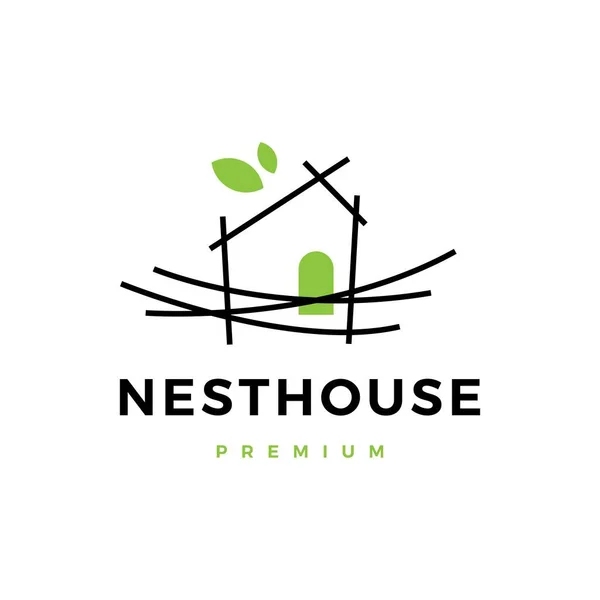 Nest Huis Logo Vector Pictogram Illustratie — Stockvector