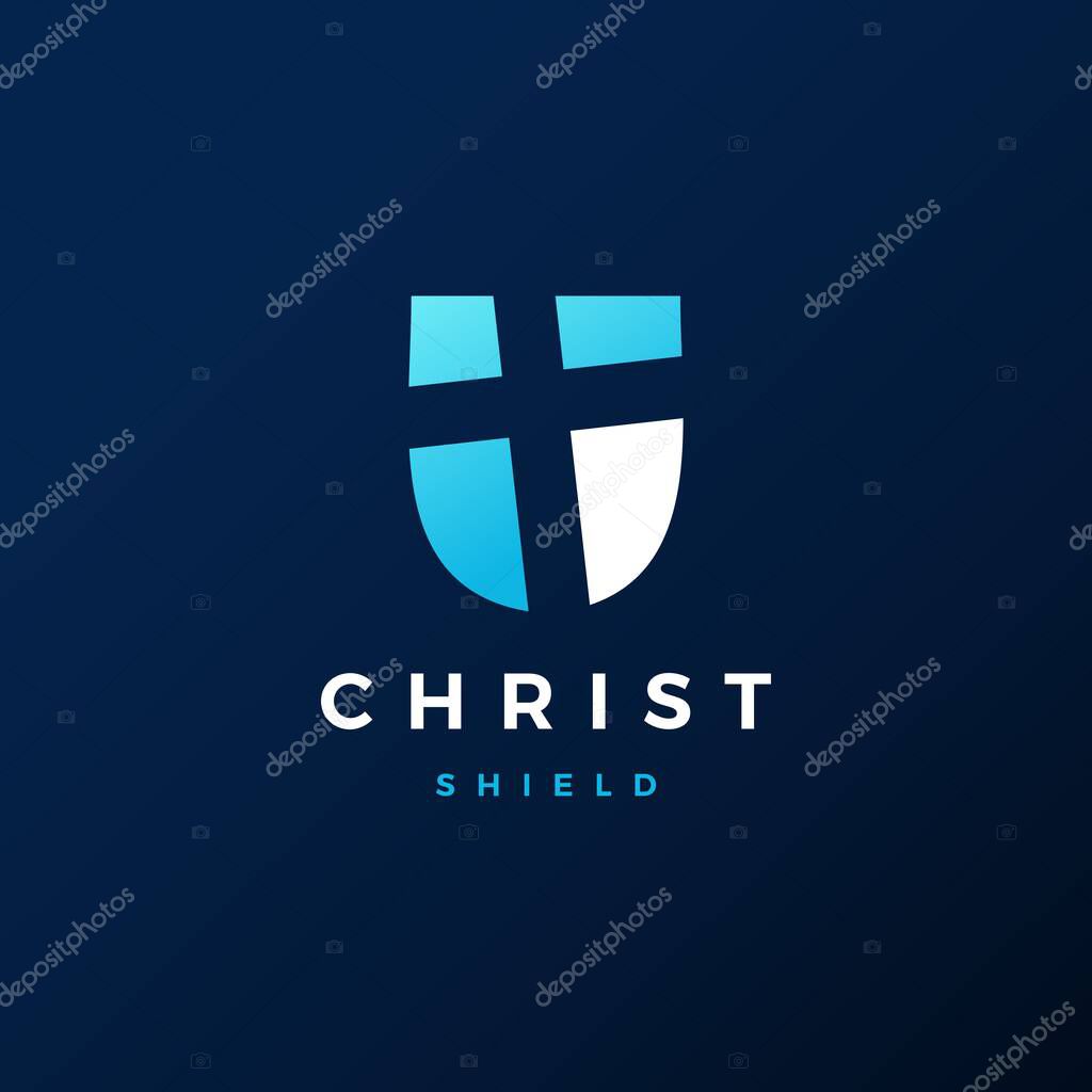 Shield christ logo vector icon illustration