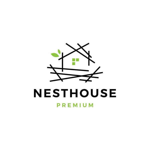 Nest Huis Logo Vector Pictogram Illustratie — Stockvector