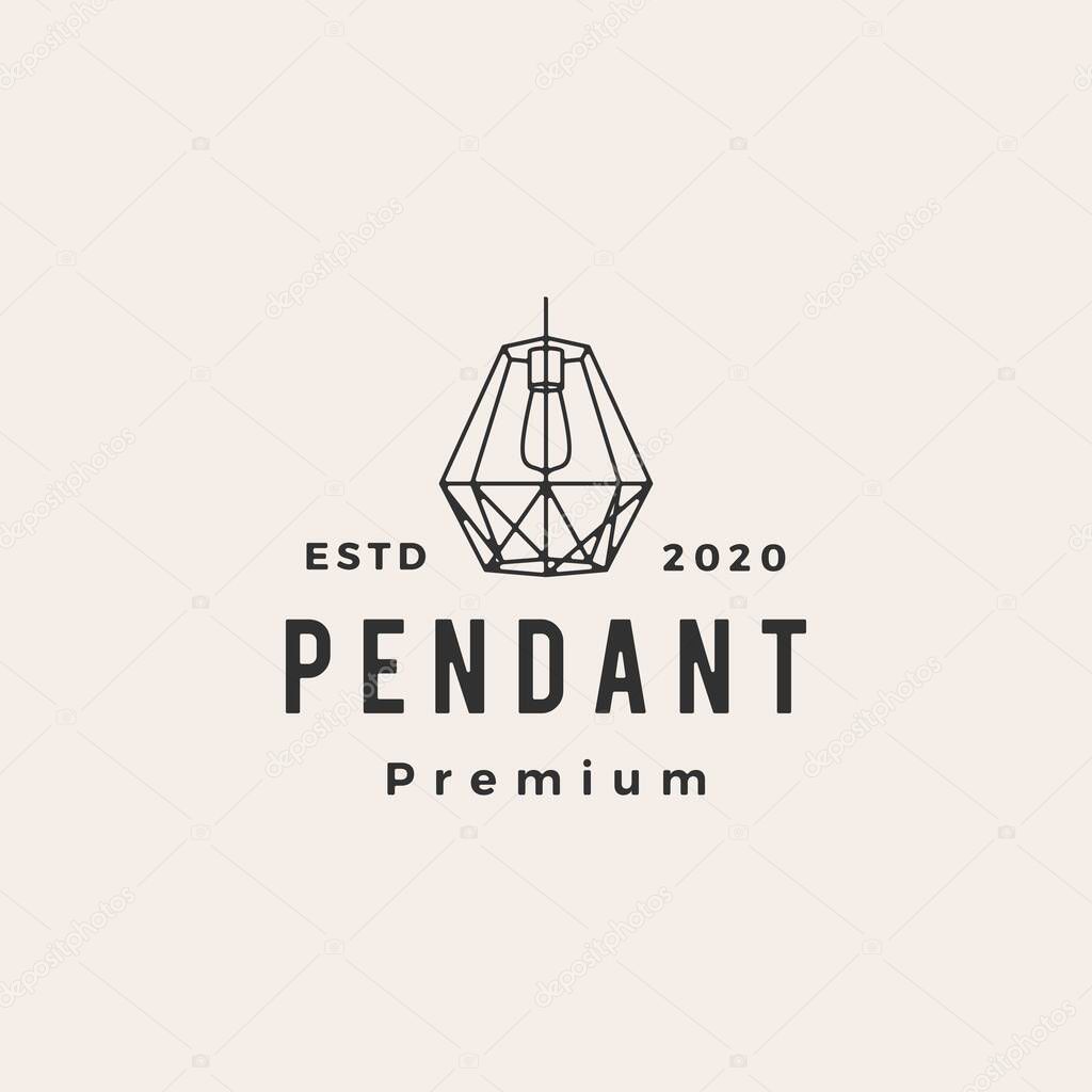Industrial pendant hanging light interior hipster vintage logo vector icon illustration