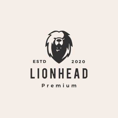 Aslan başlı hipster vintage logo vektör resimleme