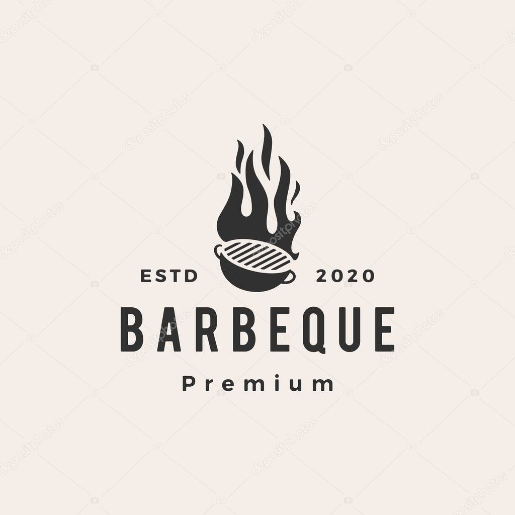 Barbeque charcoal grill hipster vintage logo vector icon illustration