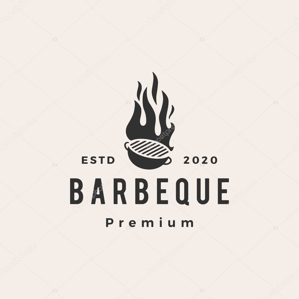 barbeque charcoal grill hipster vintage logo vector icon illustration