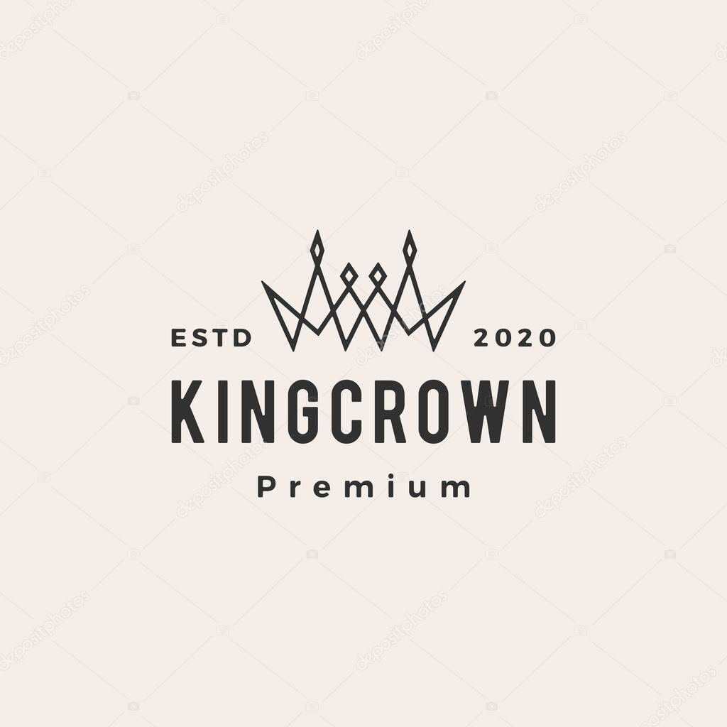 Crown hipster vintage logo vector icon illustration
