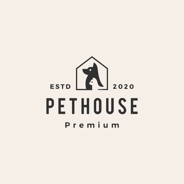 Pet House Pes Kočka Hipster Vintage Logo Vektor Ikona Ilustrace — Stockový vektor