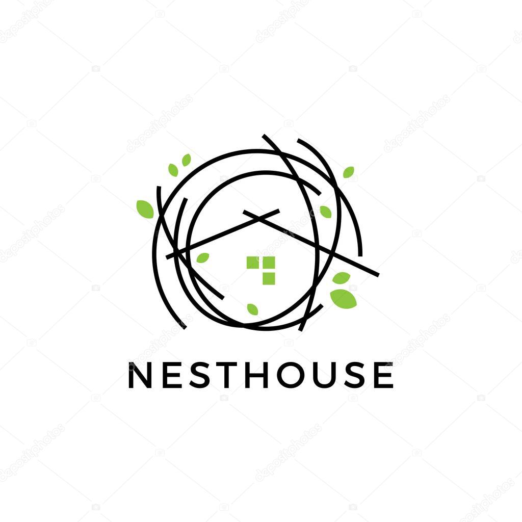Nest house logo vector icon illustration