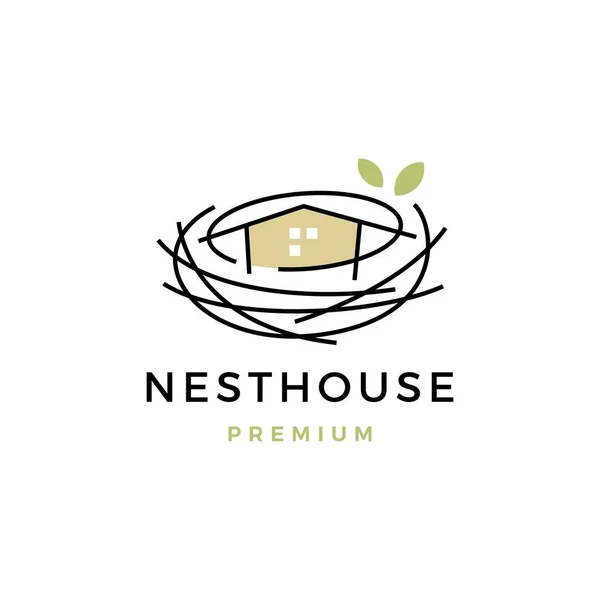 Nest Huis Logo Vector Pictogram Illustratie — Stockvector