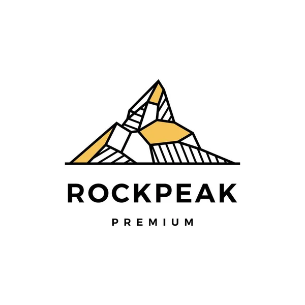 Rock Peak Mount Stone Logo Vector Icon Illustration — Stock Vector