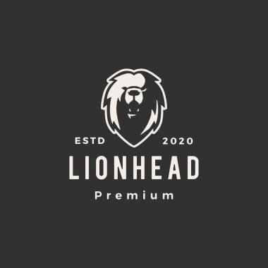 Aslan başlı hipster vintage logo vektör resimleme