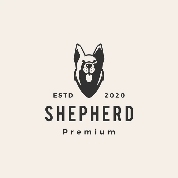 German Shepherd Dog Hipster Vintage Logo Vector Icon Illustration — Stock Vector