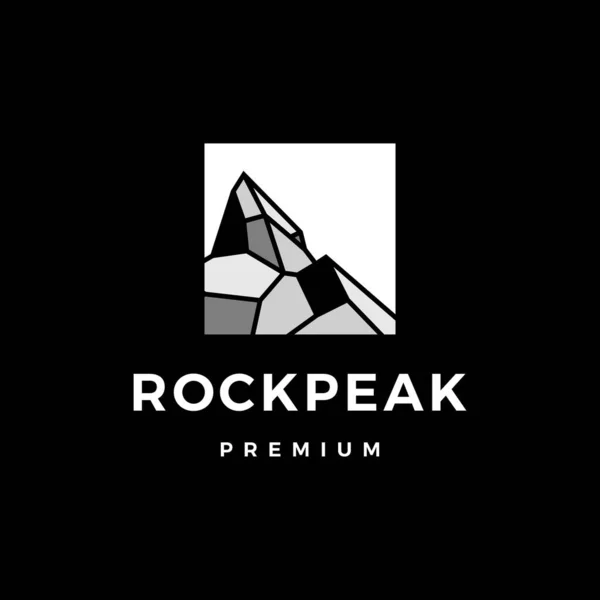 Rock Peak Mount Stone Logo Vector Icon Illustration — Stock Vector