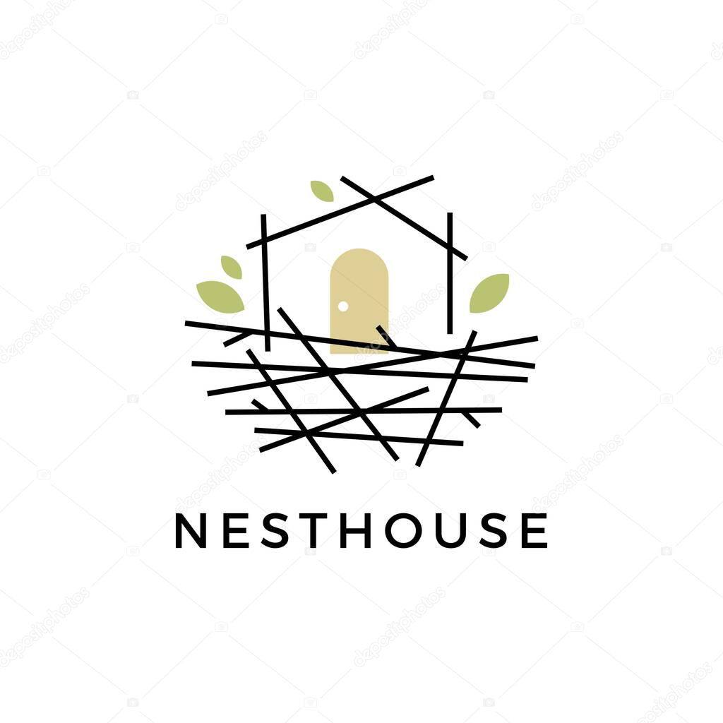 Nest house logo vector icon illustration