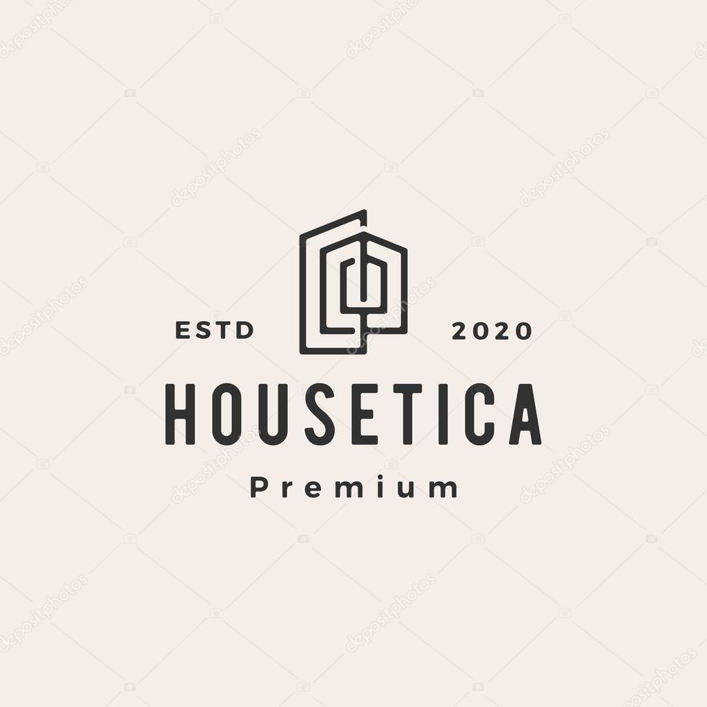 House home mortgage roof architect hipster vintage logo vector icon illustration