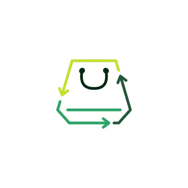 Gambar Ikon Vektor Logo Daur Ulang Tas Belanja - Stok Vektor