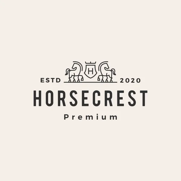 Horse Coat Arms Hipster Vintage Logo Vector Icon Illustration — Stock Vector