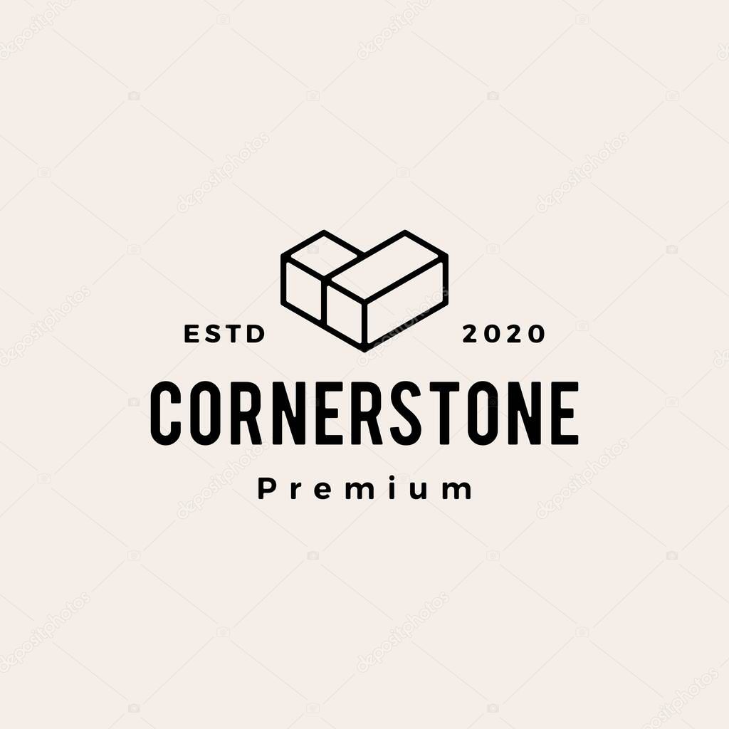 Cornerstone hipster vintage logo vector icon illustration