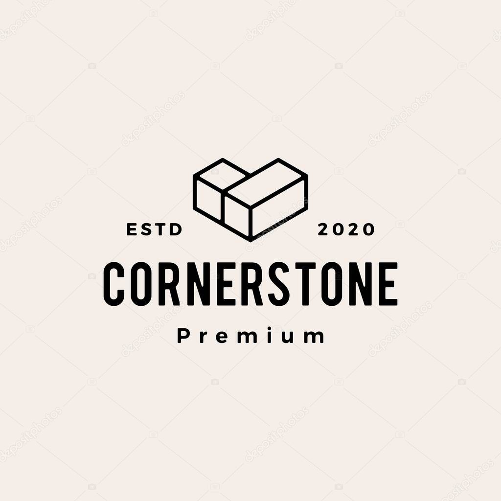 cornerstone hipster vintage logo vector icon illustration