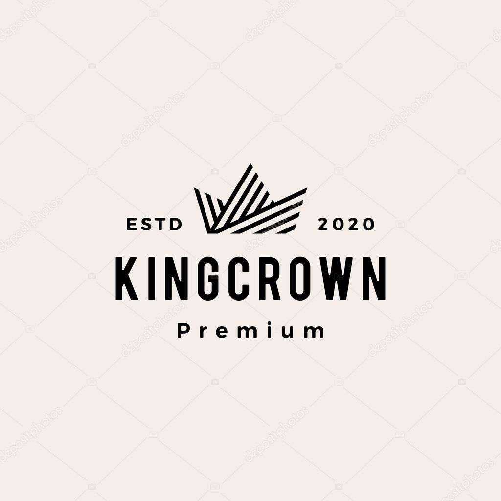 Crown hipster vintage logo vector icon illustration