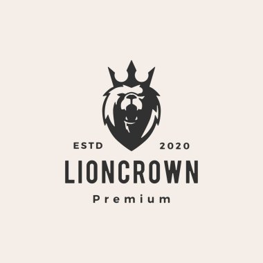 Aslan kral hipster logo vektör ikonu illüstrasyonu