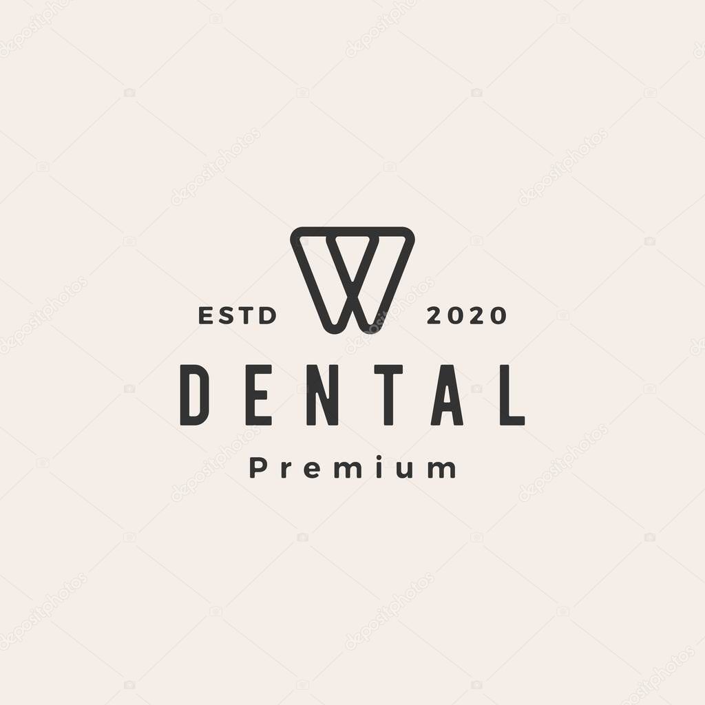 Dental tooth hipster vintage logo vector icon illustration