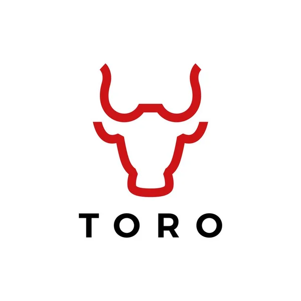 Toro Bull Head Line Logo Vector Icon Illustration — Stock Vector