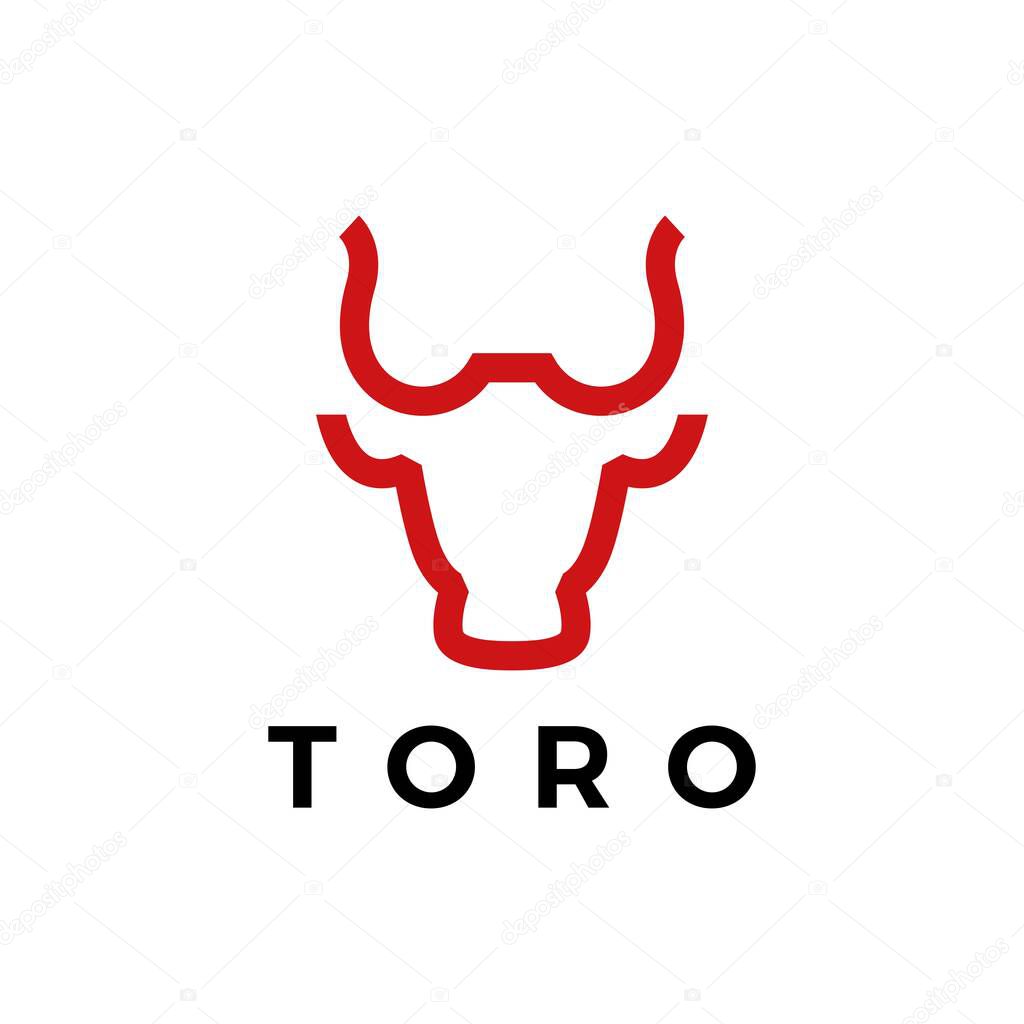 Toro bull head line logo vector icon illustration
