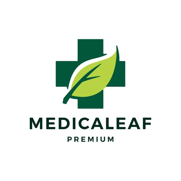 Medical Leaf Health Herbal Logo Vector Icon Illustration — Stock Vector
