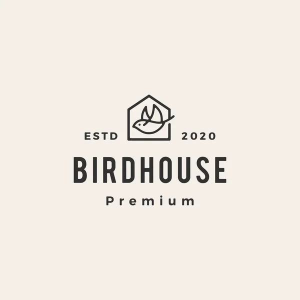 Bird House Hipster Vintage Logo Vector Icon Illustration — Stock Vector