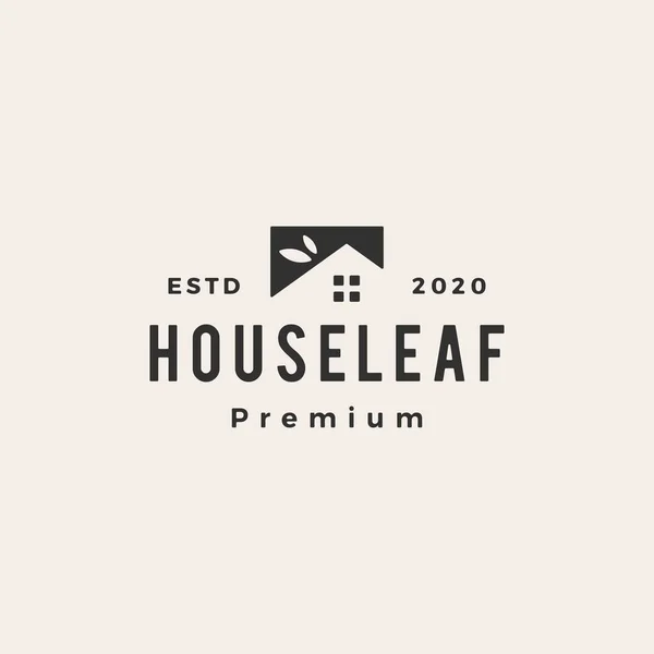 Maison Feuille Maison Hypothèque Toit Architecte Hipster Vintage Logo Vecteur — Image vectorielle