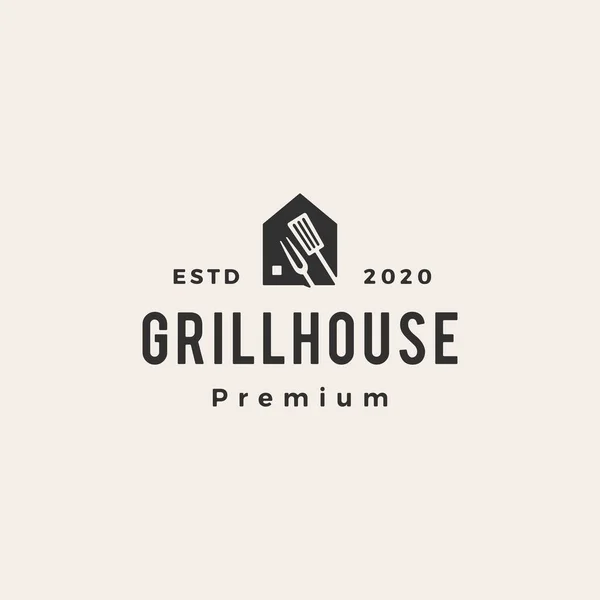 Grill House Fork Hipster 빈티지로 고아이콘 — 스톡 벡터