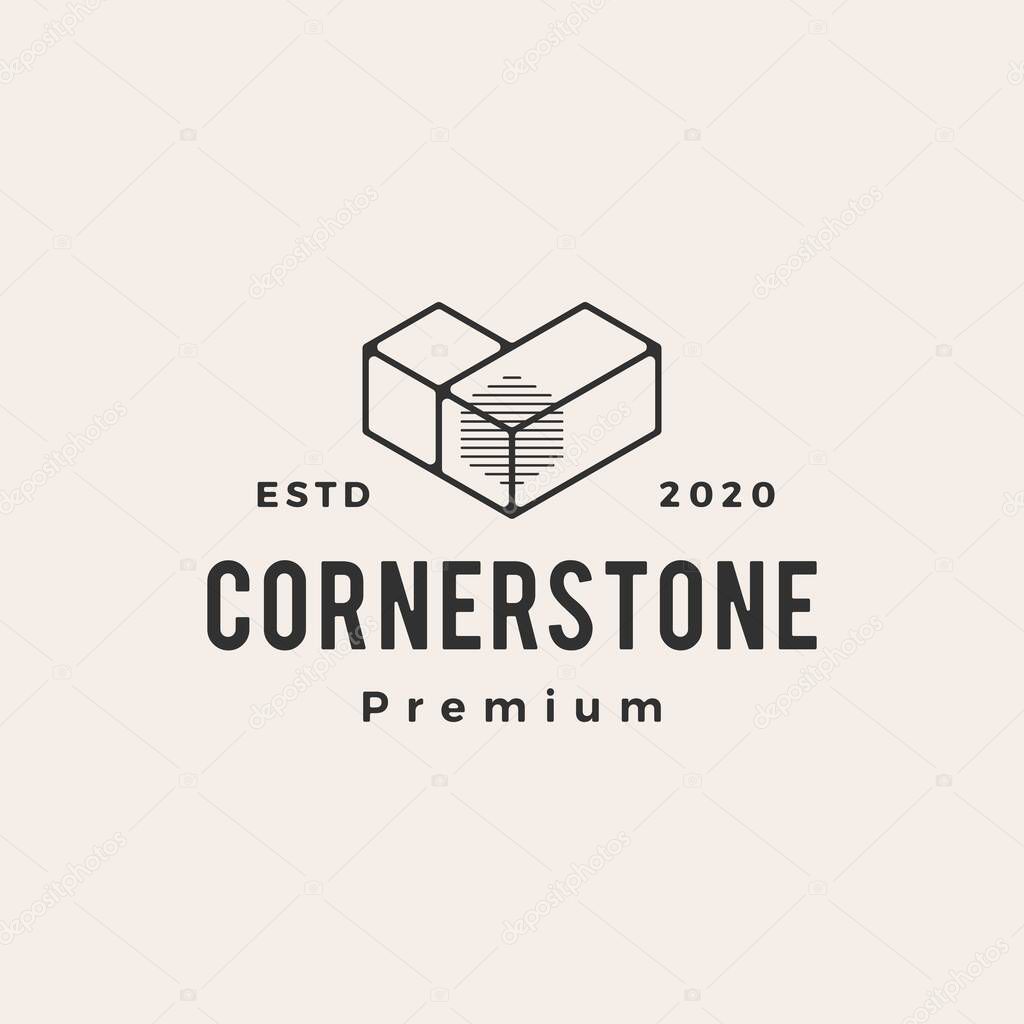 cornerstone hipster vintage logo vector icon illustration