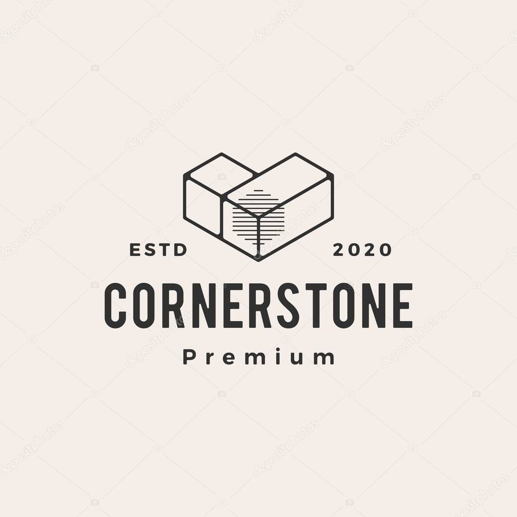 Cornerstone hipster vintage logo vector icon illustration