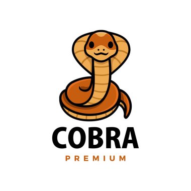 Şirin kobra çizgi film logo vektör ikonu çizimi