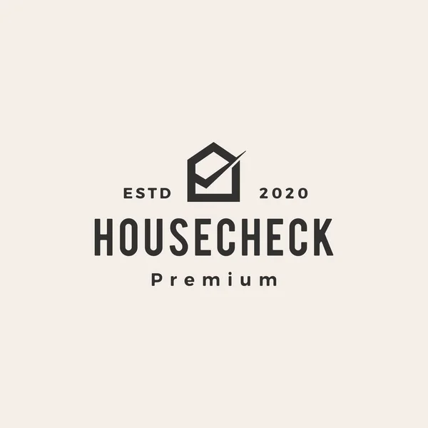Home House Check Hipster Vintage Logo Vector Pictogram Illustratie — Stockvector