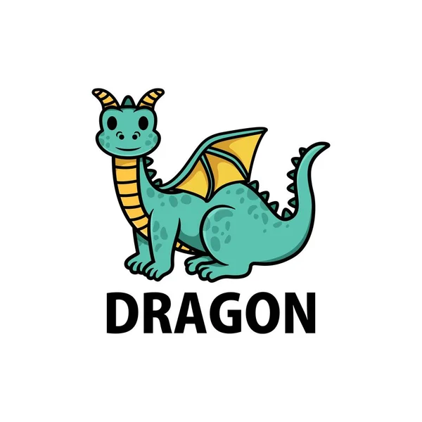 Bonito Dragão Desenho Animado Logotipo Ícone Vetor Ilustração —  Vetores de Stock