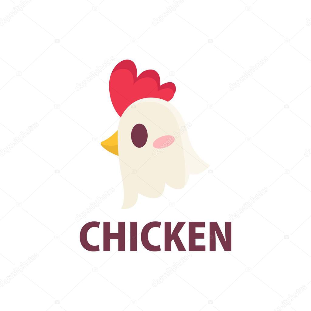 Cute chicken rooster flat logo vector icon illustration
