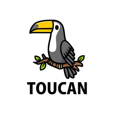 Şirin Toucan çizgi film logo vektör ikonu çizimi