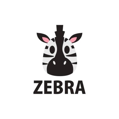 Şirin zebra düz logo vektör çizimi