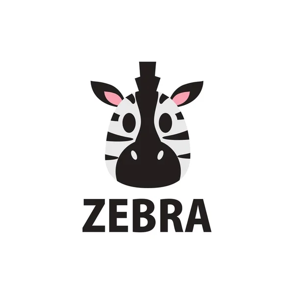 Bonito Zebra Plana Logotipo Vetor Ícone Ilustração — Vetor de Stock