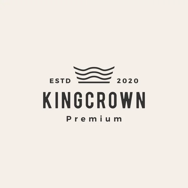 Crown Hipster Vintage Logo Vektör Resimleme — Stok Vektör
