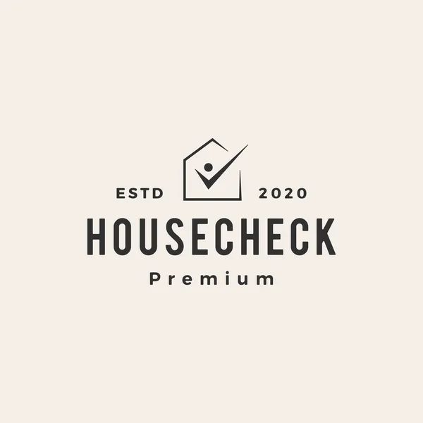 Huis Check Menselijke Hipster Vintage Logo Vector Pictogram Illustratie — Stockvector