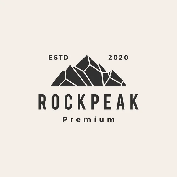 Pedra Montagem Pico Rocha Hipster Logotipo Vintage Ícone Vetor Ilustração —  Vetores de Stock